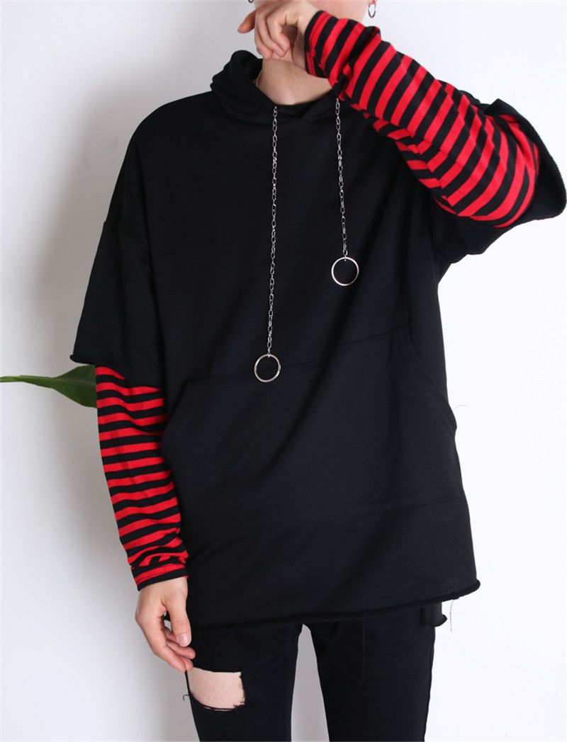 VITryst-Men Pocket Hip Hop Pullover Plus-Size Juniors Hooded Sweatshirt