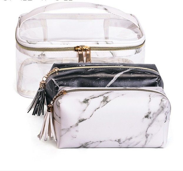 clear makeup bag with handle