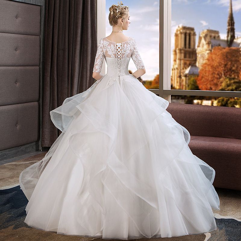 Compra Vestido De Novia Con Volante Organza Vestido De Novia Con Apliques  De Encaje 2020 Longitud De Piso Vestidos De Boda Robe De Mariee Barato |  Entrega Rápida Y Calidad | Es.Dhgate
