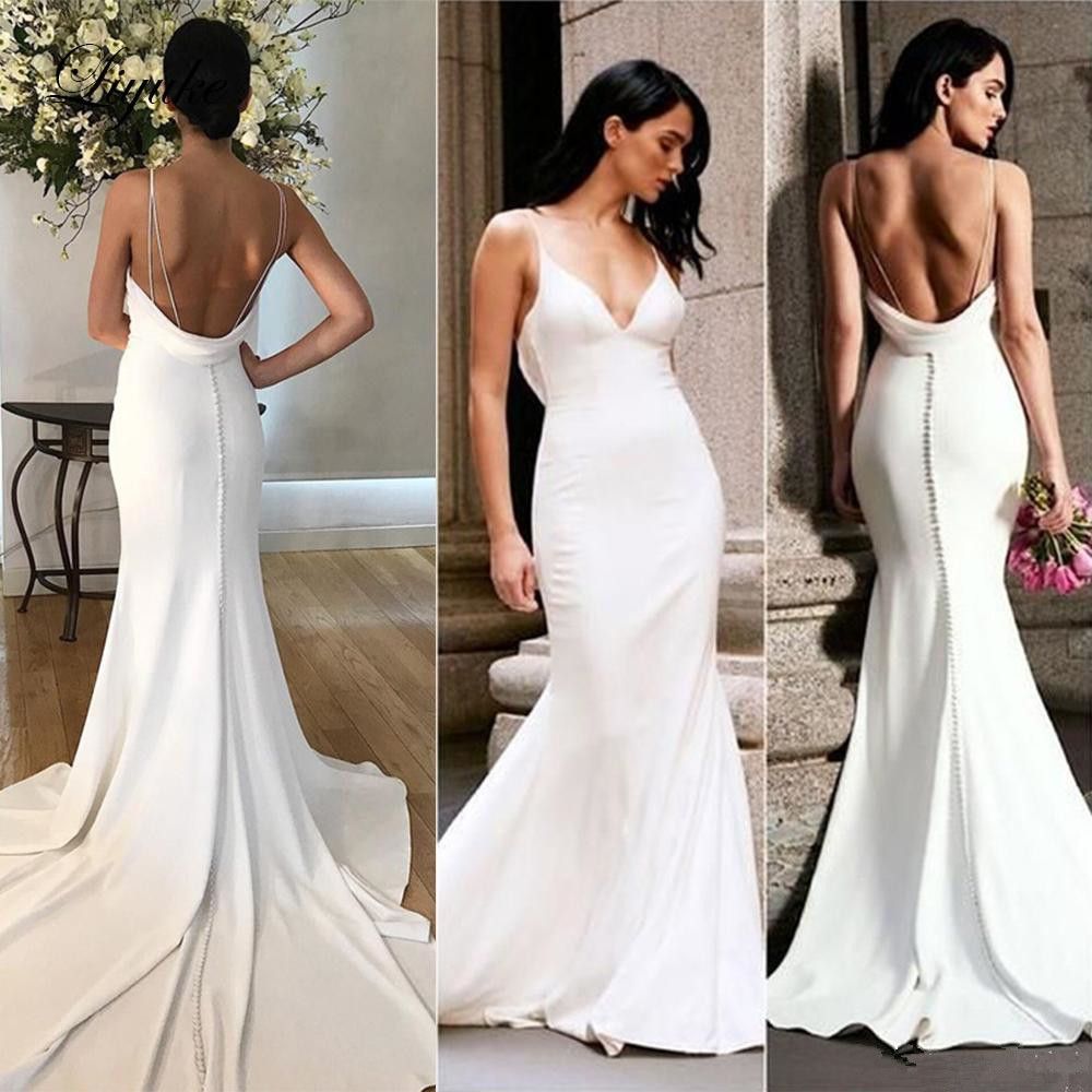 open back trumpet wedding dress