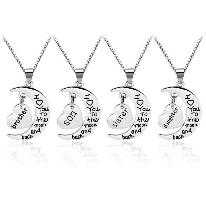 Necklace Moon Heart BIG SIS LITTLE SIS 