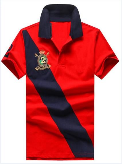 navy blue polo shirt with red horse