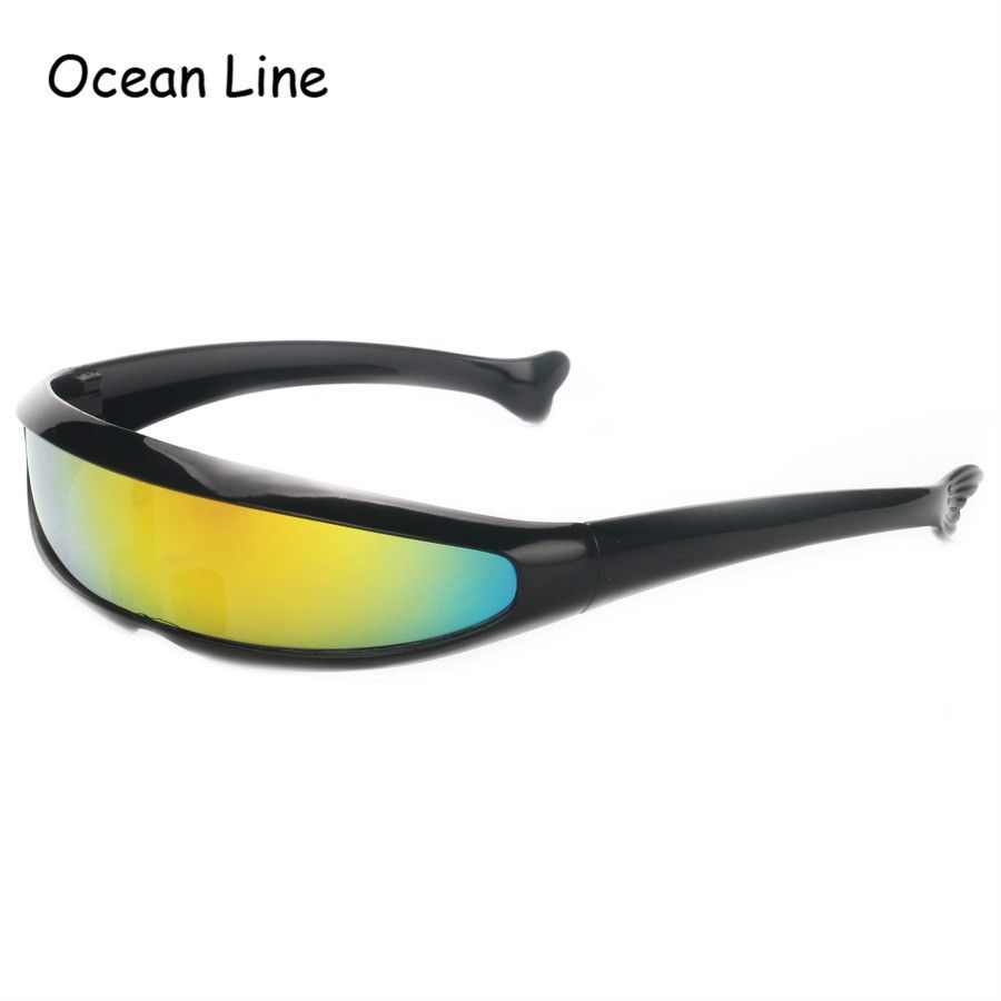 5/pack Silver Novelty Futuristic  Narrow Mirrored Sunglasses Costume 
