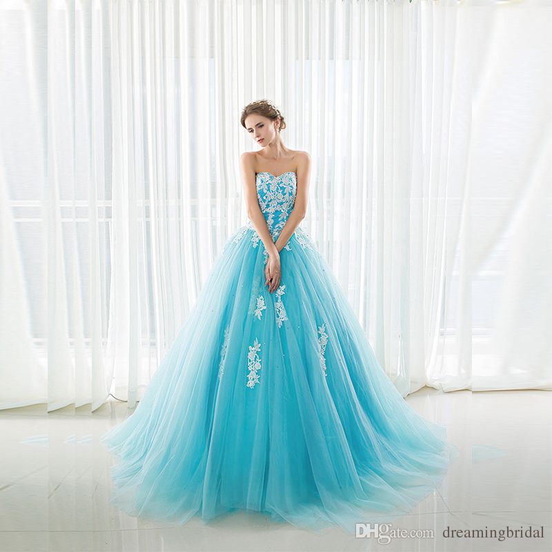 sky blue colour ball gown