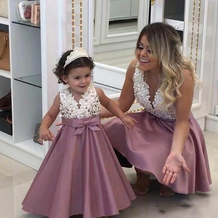 dusty rose flower girl dress