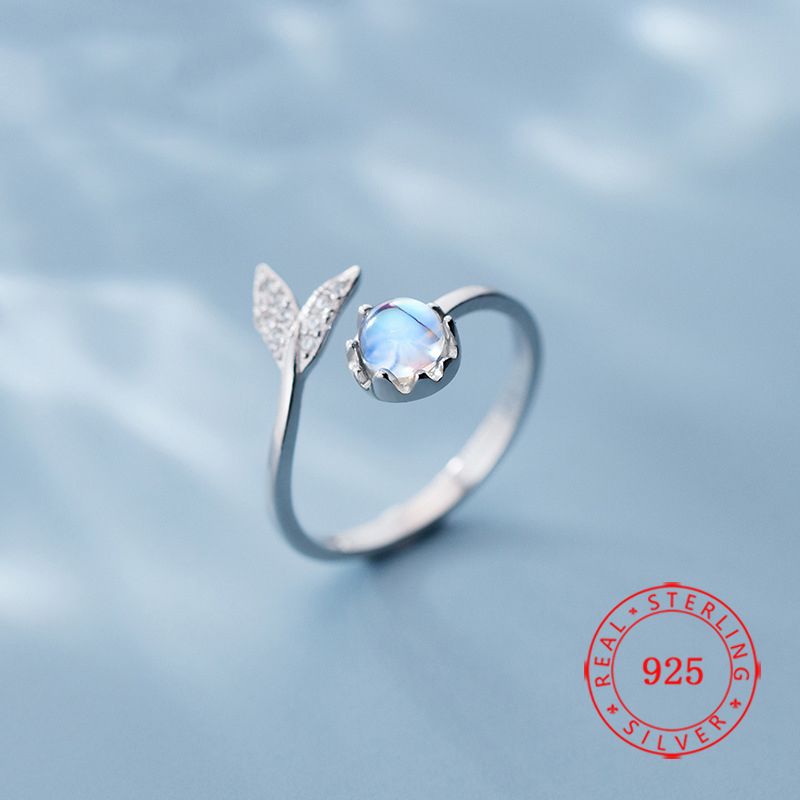 Unique Girl Mermaid Ring 925 Silver Designer Statement Black Ring