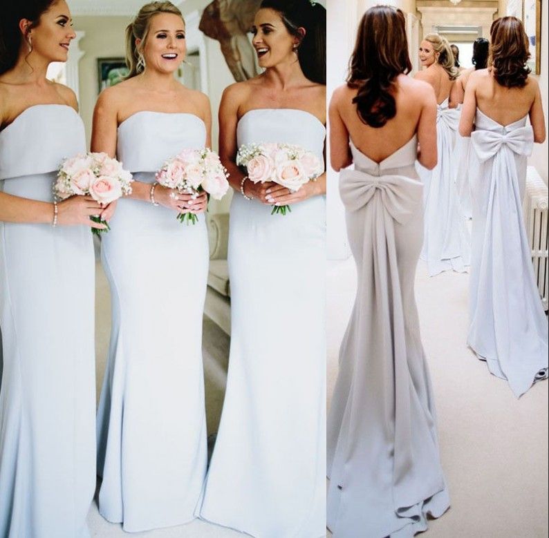 light blue grey bridesmaid dresses