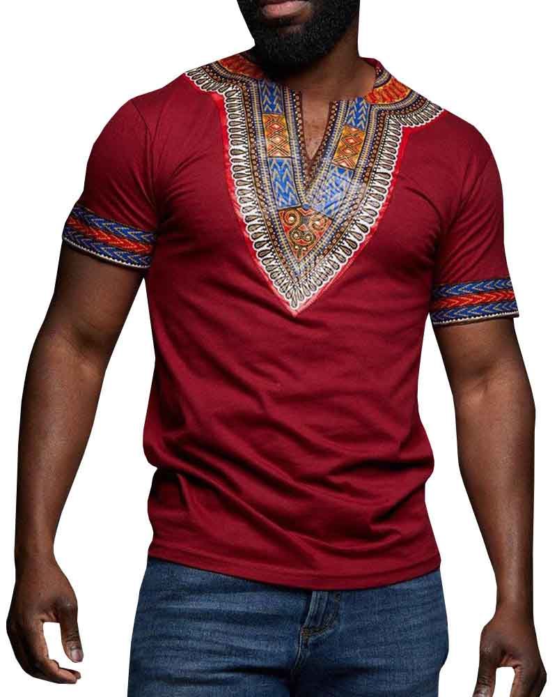 2019 Summer African Dashiki Shirt Male Short Sleeve Round Neck Hip Hop ...