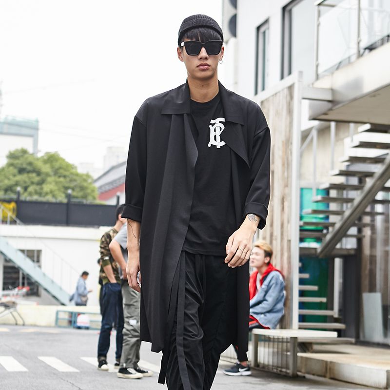 2020 Fashion Casual Male Long Cardigan Punk Gothic Jacket
