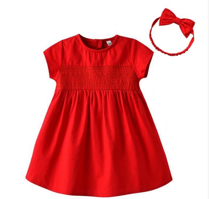 Bebé Vestido De Algodón Puro Vestido Rojo Traje De Falda De Una Sola Centenar De Día Vestido De Princesa De Manga Corta Bebé Extranjera De 21,66 € | DHgate
