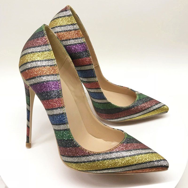 multi colored glitter heels