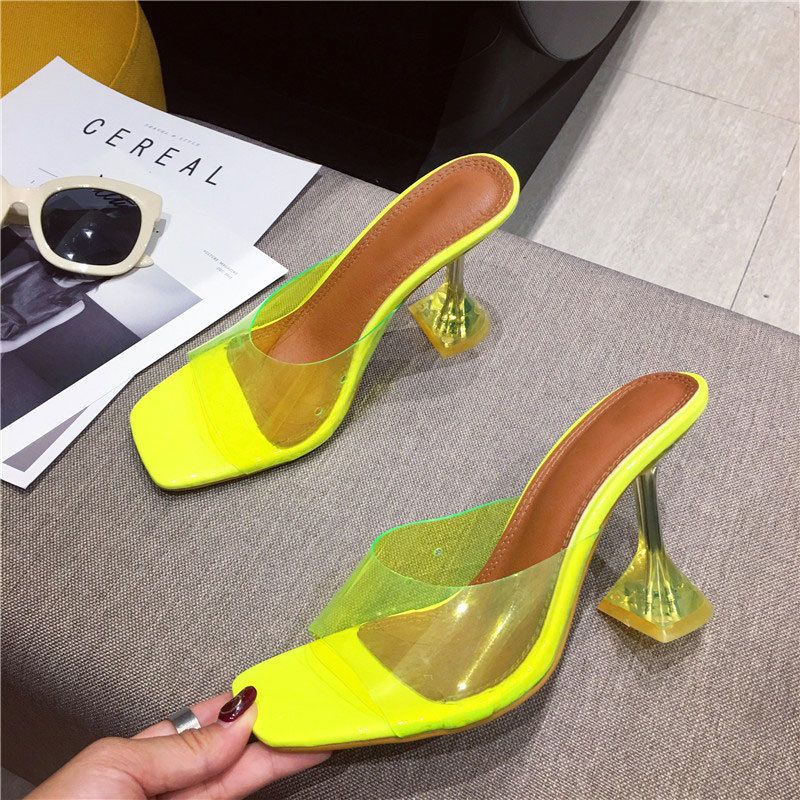 yellow transparent heels