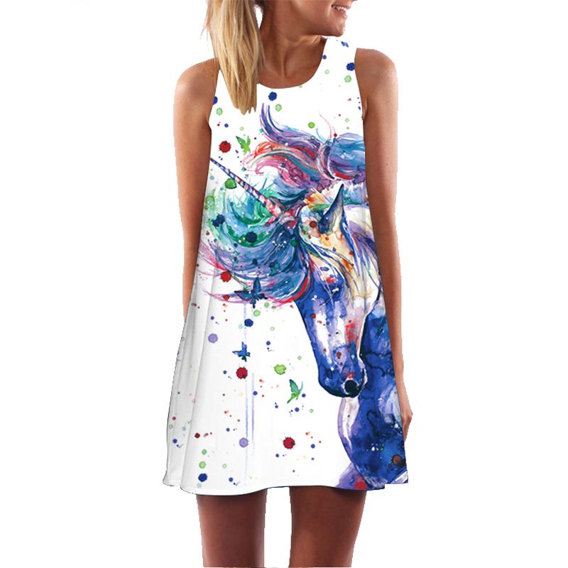 unicorn print dress ladies