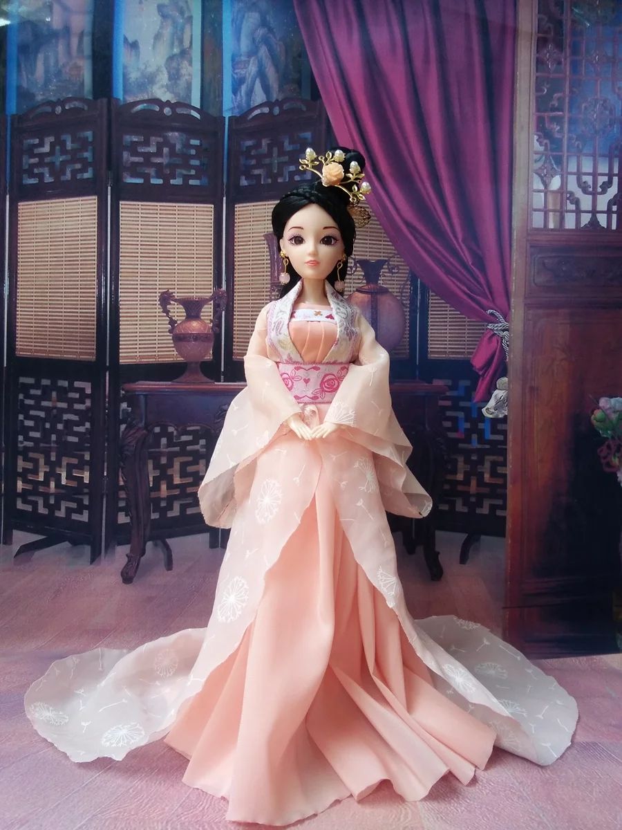 NEW 3D eye girl Barbie doll Chinese Blue costume Ancient fairy doll with costume