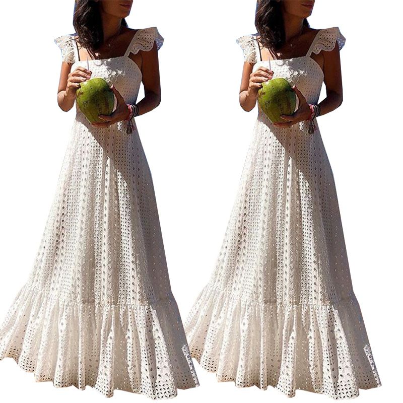 white bohemian lace dress