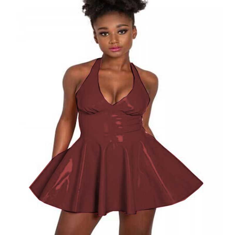 burgundy pvc dress