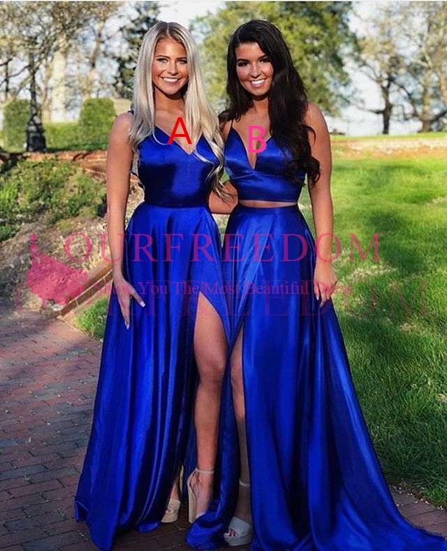 blue maxi bridesmaid dress