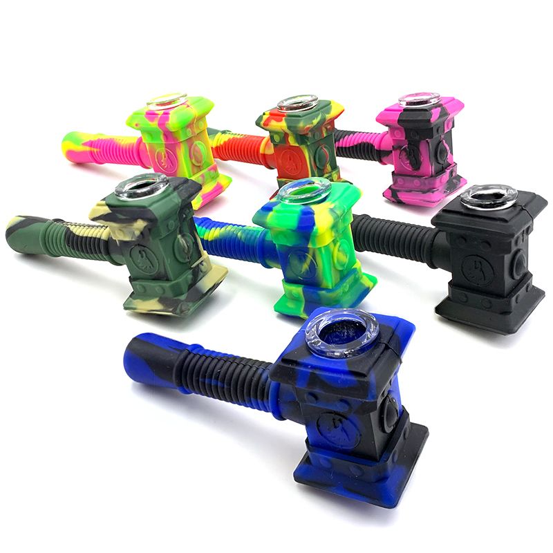 2021 Hammer Shape Silicone Smoking Pipe Mini FDA Silicone Dry Herb
