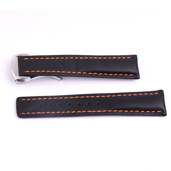 Black orange 20mm silver buckle