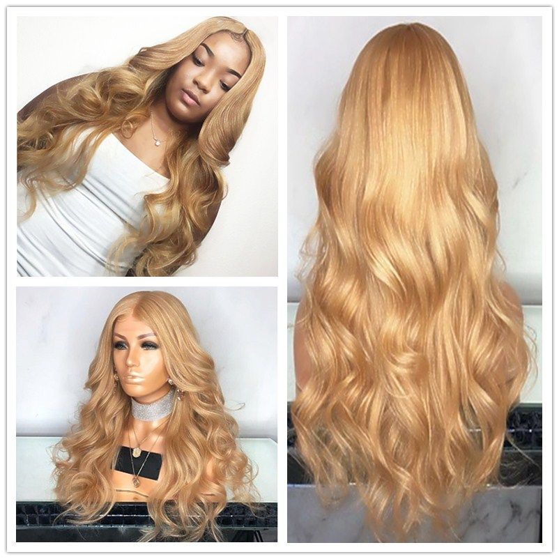 Hot Selling 27 Golden Blonde Body Wave Synthetic Lace Front Wig