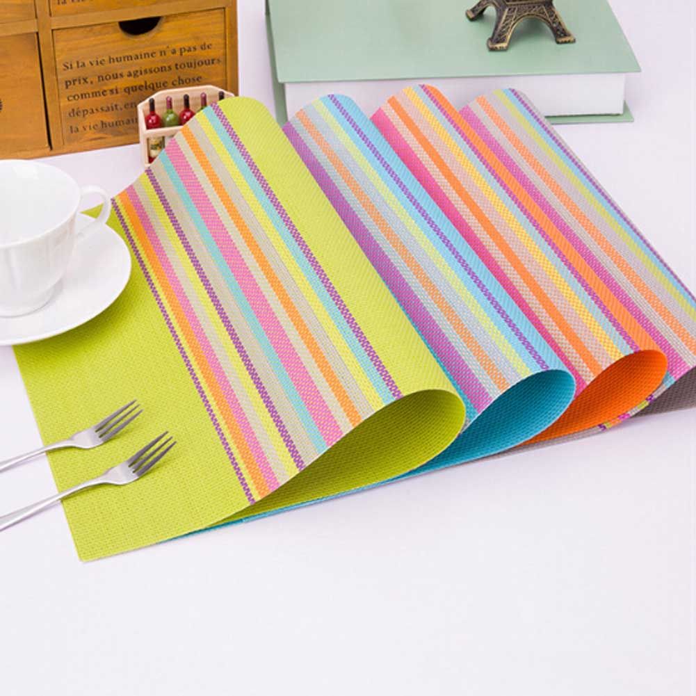2020 Rainbow Color Table Mat Pvc Placemat Bar Mat Pads Home