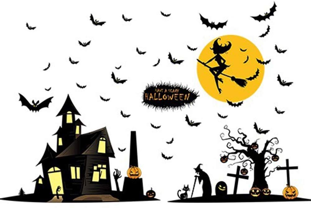 Compre 2 Hojas De Halloween Pegatinas De Pared Bruja Decoraciones