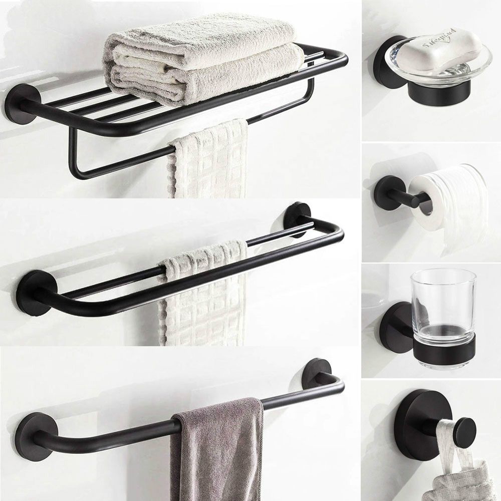 2020 Matte Black Stainless Steel Bathroom Hardware Set