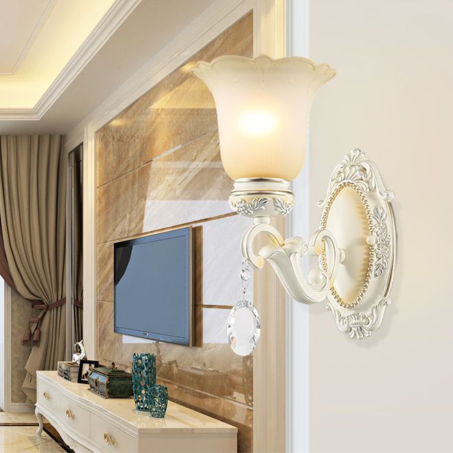 compre pared de cristal de lujo de europa lamparas de montaje en pared accesorios de iluminacion de pared de resina de la lampara llevo la luz de