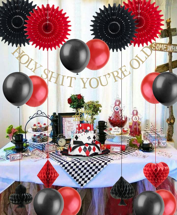 Casino Poker Theme Birthday Party Decorations Black Red Balloons