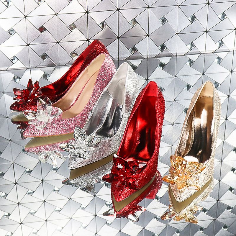 Champagne Pink Good Quality Cinderella Crystal Shoes Bridal ...