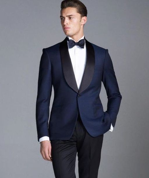 Compra Esmoquin De Boda Azul Marino Para Hombre Esmoquin De Chal Negro  Esmoquin De Novio Chaqueta De Hombre Popular Traje De 2 Piezas Chaqueta De  Baile / Cena Chaqueta + Pantalón +