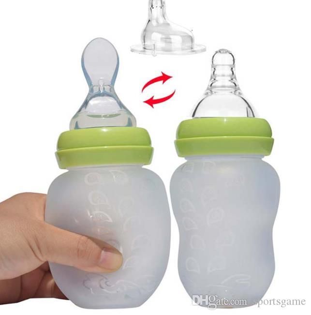 silicone baby feeding bottle with spoon