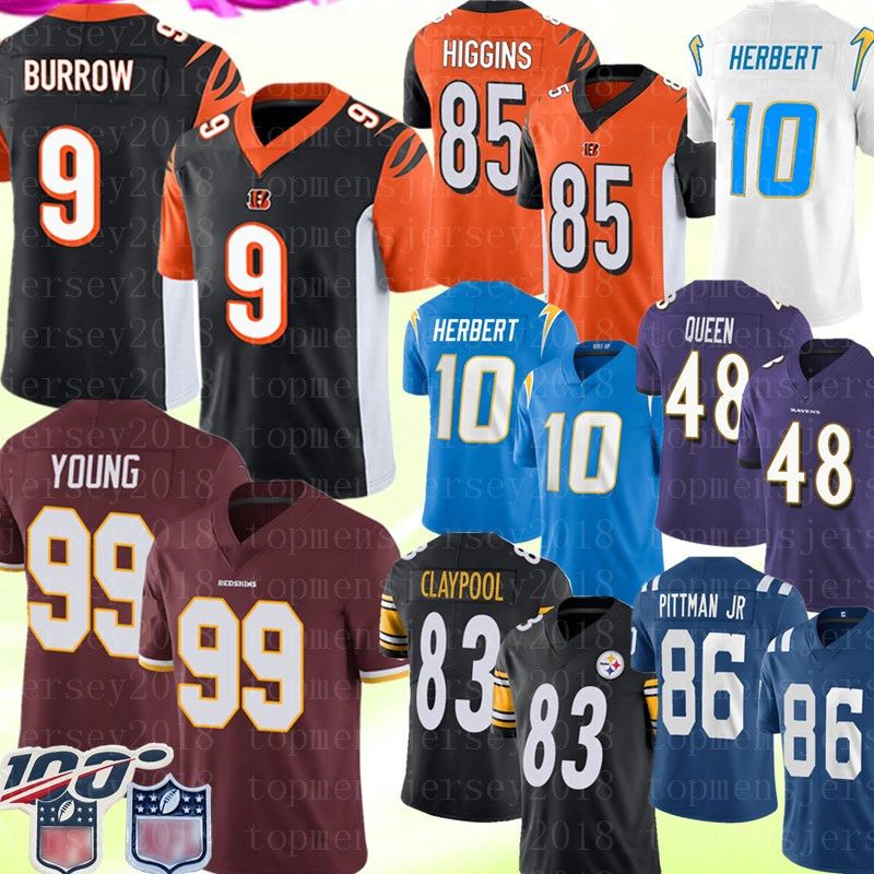2020 9 Joe Burrow Cincinnati Bengal 85 Tee Higgins Jersey 