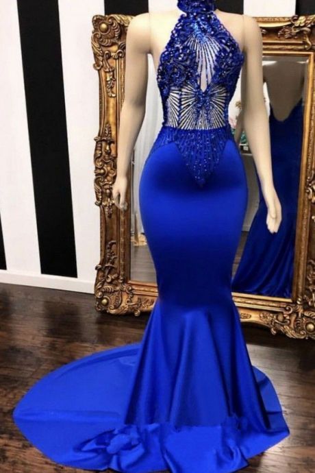Abiti Da Cerimonia Con Sirena Blu 2019 Con Perline Scollo Allamericana  Aperto Sul Retro Abiti Da Sera Trasparenti Con Strass Di Cristallo Cocktail  Party Ball Dress Da 166,89 € | DHgate Italy