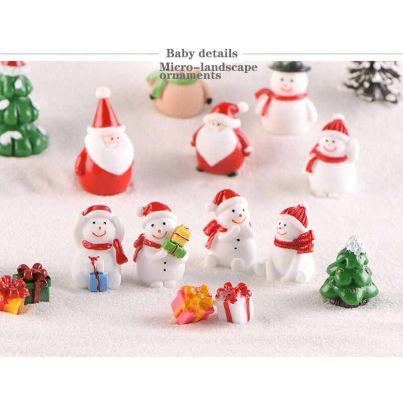 Home Decorations Christmas Figurines Santa Claus Miniature Snowman Xmas Tree