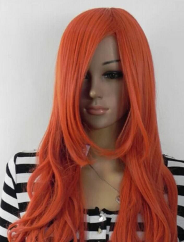 Wig Elegant Onion Orange Long Curly Cosplay Women Wig With