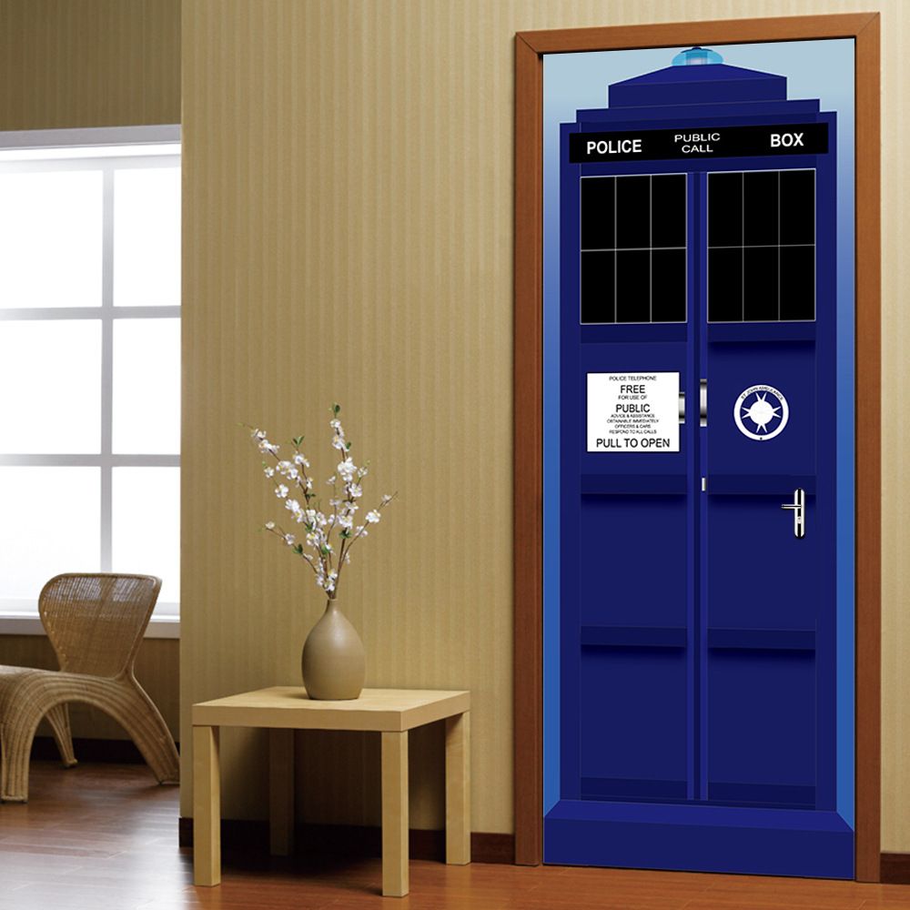 New Doctor Who Wall Decal Blue Tardis Fathead Style Door Wall