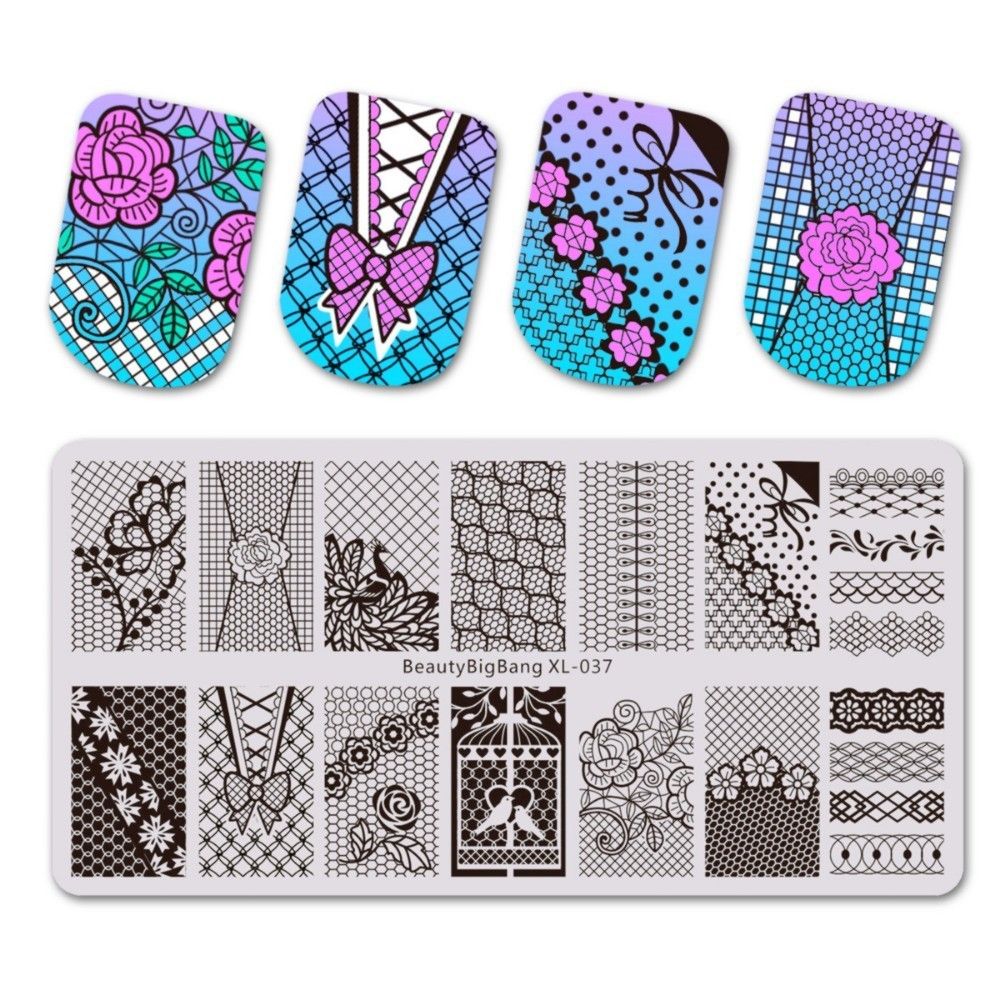 Nail Art Templates BeautyBigBang Stamping Plates Lace Flower