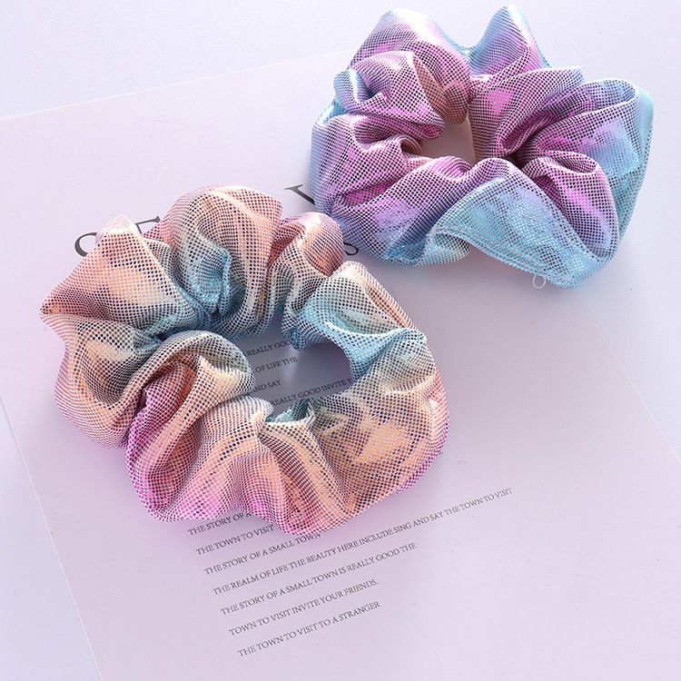 Women Shiny Gradient Laser Fashion Elastic Hair Ties Girls