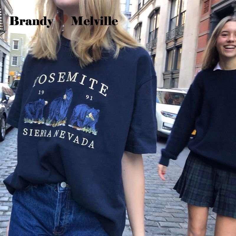 Brandy Melville perder grandes cajeros tamaño web viento m ancho de la mujer tapas de manga corta oso