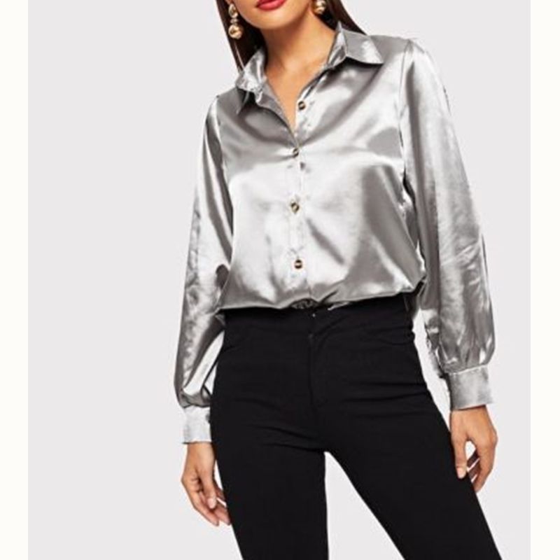 Acheter Pas Cher Nouveau Style Femmes Manches Longues En Satin Chemise Chemisier  Femme Formelle Mesdames Lâche En Satin De Soie Shirts Top Blouses Femme Du  13,1 € | Fr.Dhgate