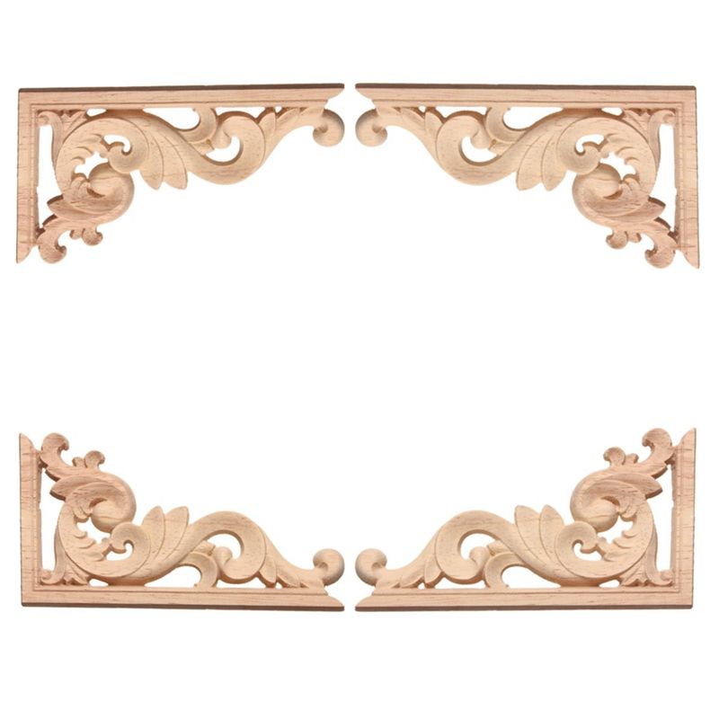 SODIAL Decorativo Moda Calcomanía De Madera Tallada en Madera Marco De Apliques De Esquina Puertas De Pared Muebles Talla De Madera Figuras De Madera Artesanias
