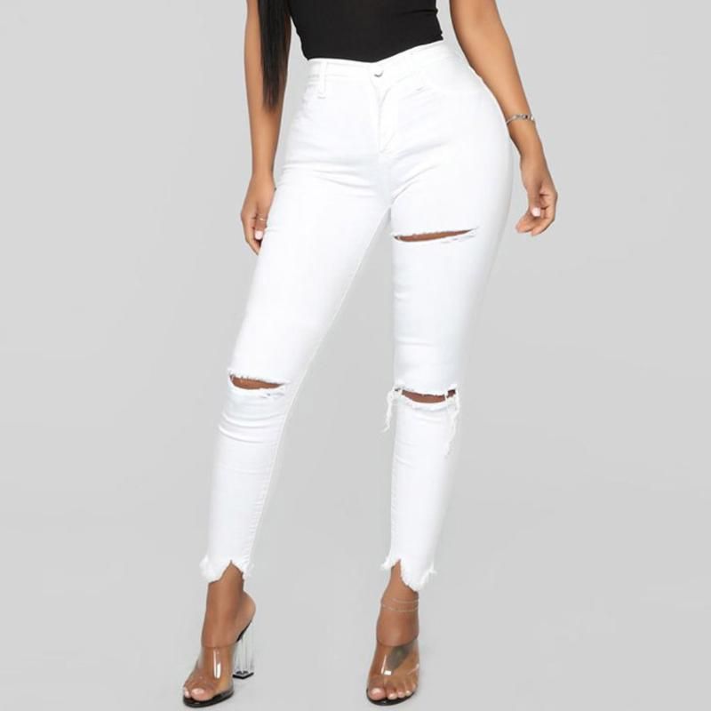 Acquistare Di Modo Tre Cracked Disegno Jeans Strappati Sexy Skinny Bianchi  Dei Jeans Metà Di Vita Stretch Pantaloni Della Matita Delle Donne Calca  Feminina Economico | Consegna Veloce E Qualità | It.Dhgate