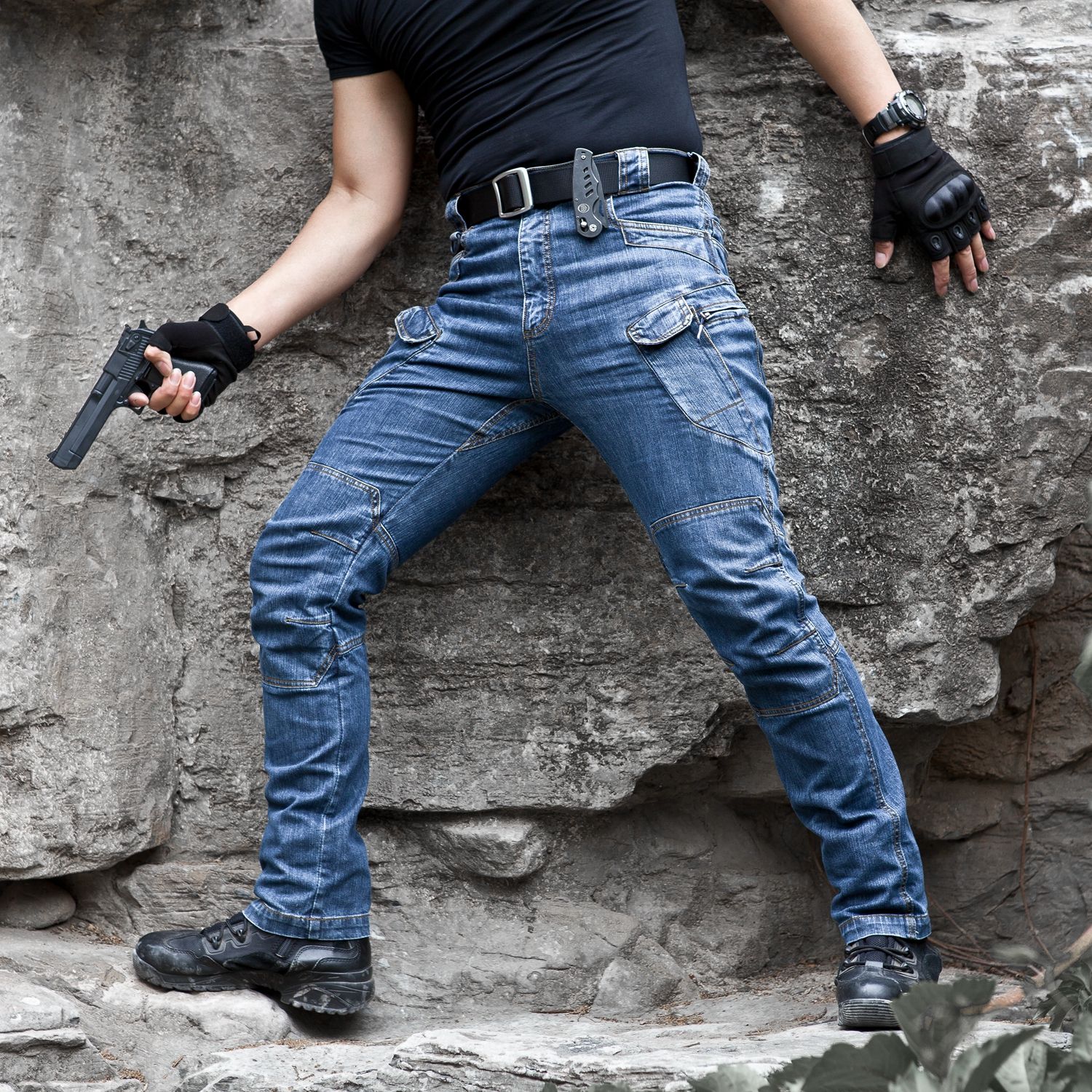 2021 Shanghai Story Mens Outdoor Tactical Hiking Pants Denim Jeans From
