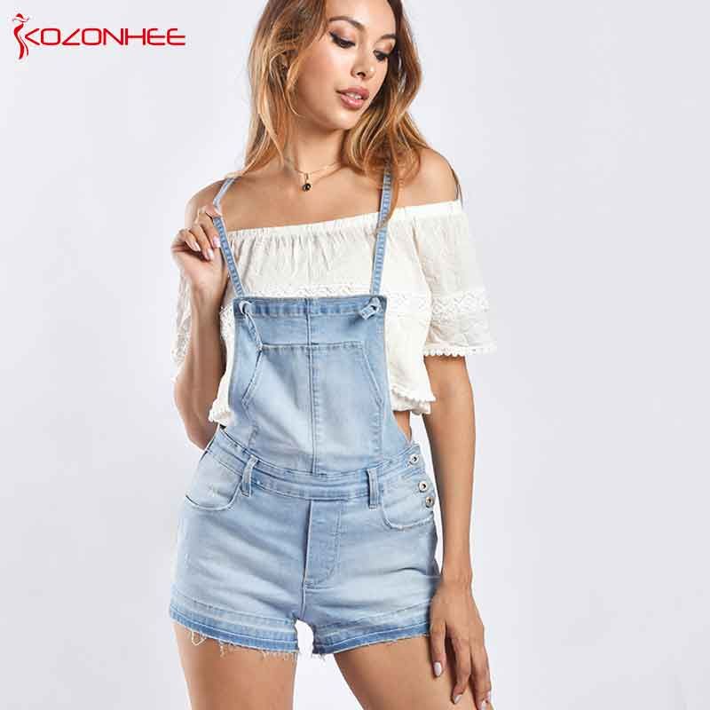 denim jumpsuit shorts