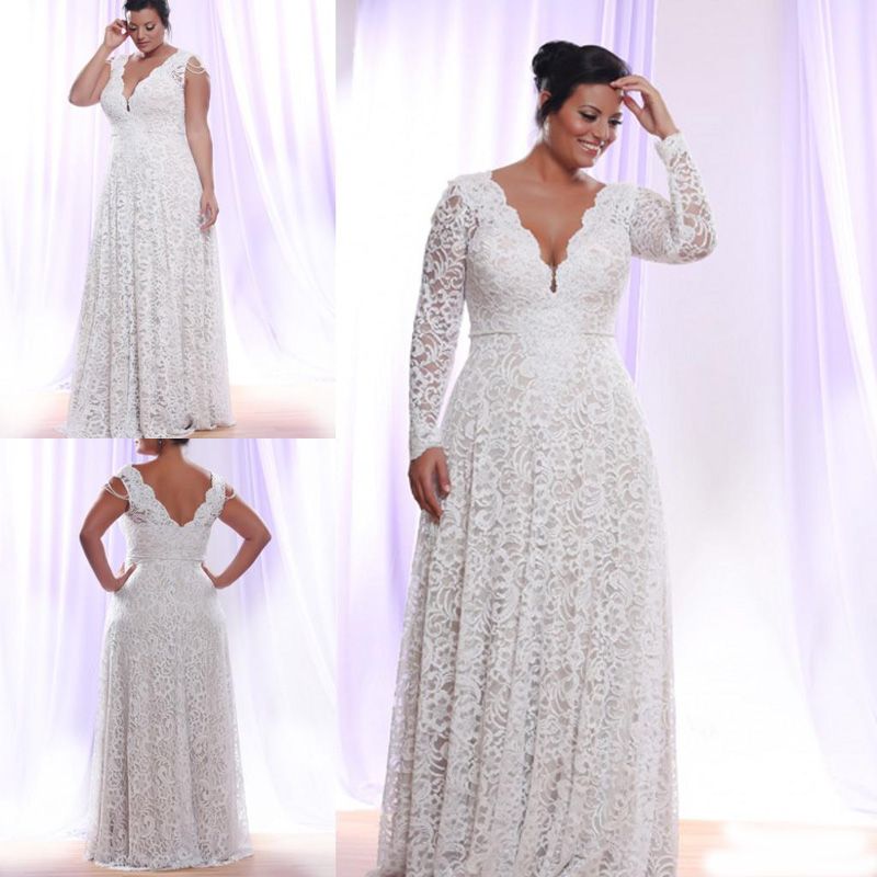 long white lace dress plus size