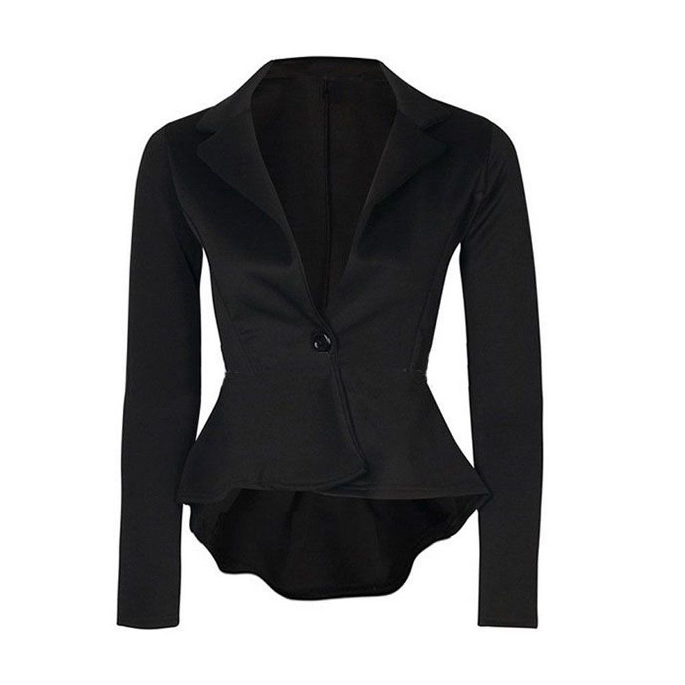 New Ladies Crop Frill Shift Slim Fit Peplum Blazer Jacket Coat Size Small 3XL