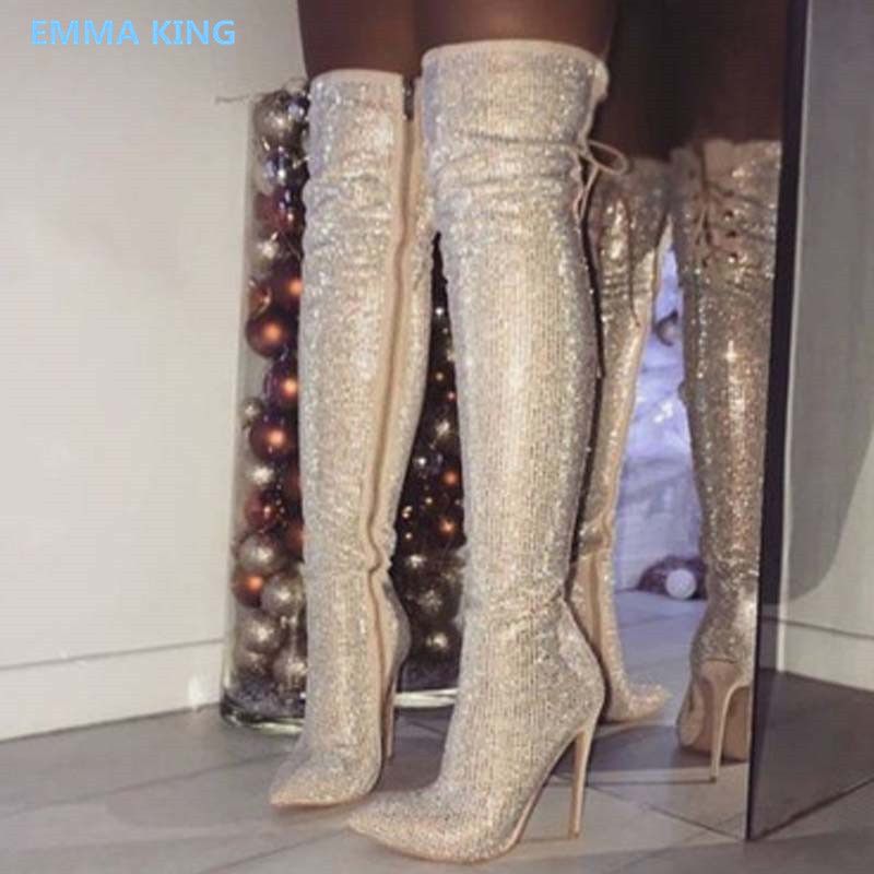 thigh high boots glitter