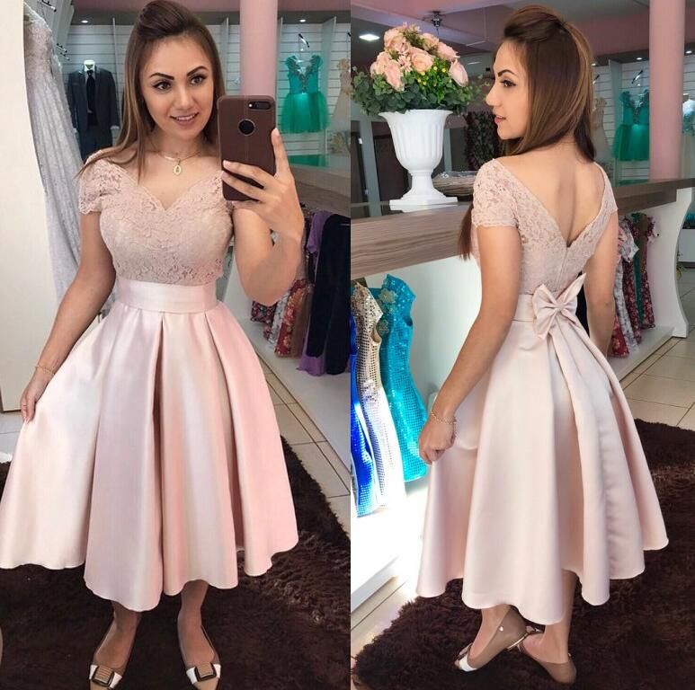 Vestidos fiesta 2020 del partido de tarde formal corto Vestidos de Fiesta Vestidos de raso rosa Vestidos fiesta 2020 del partido de tarde formal corto Vestidos de Fiesta Vestidos de raso rosa