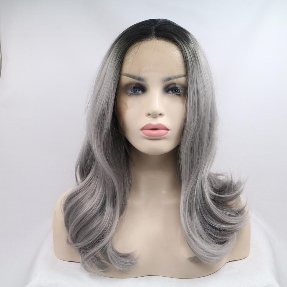 Grey Lace Front Human Hair Wigs For White Women Body Wave Dark